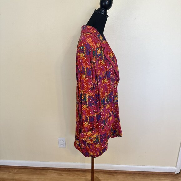 Vtg Carole Little Womens Blazer Jacket XL Colorful Abstract Geometric Red 90s - Picture 10 of 10